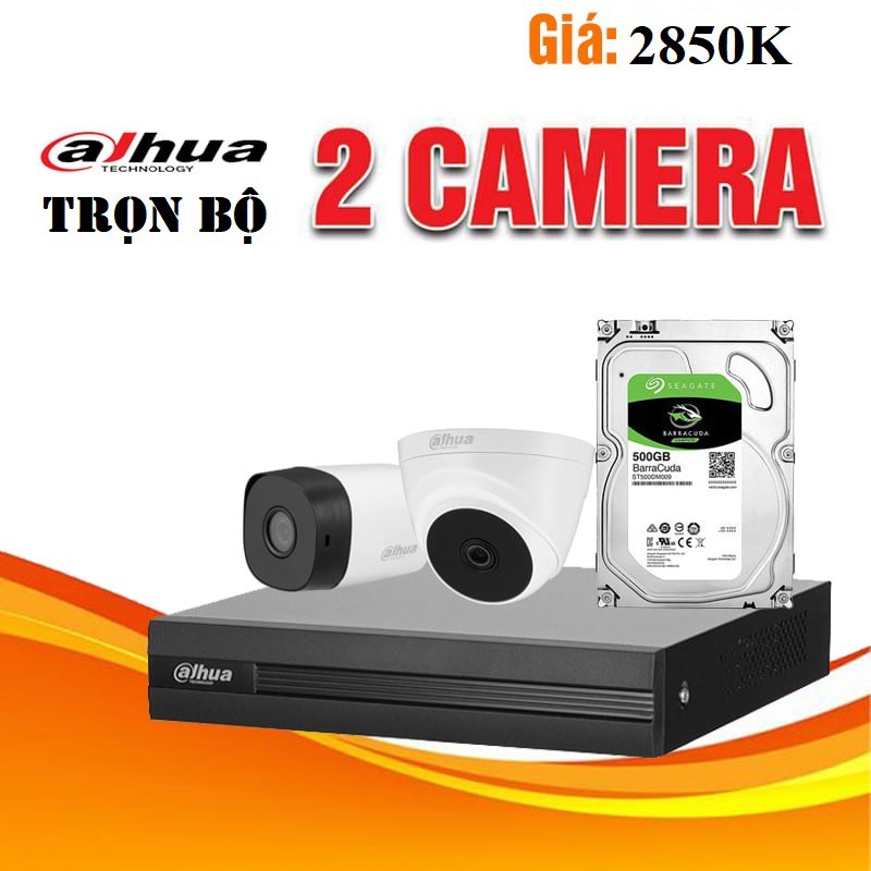 Trọn bộ gói 2 camera Hikvision/Dahua chính hãng độ phân giải HD siêu nét