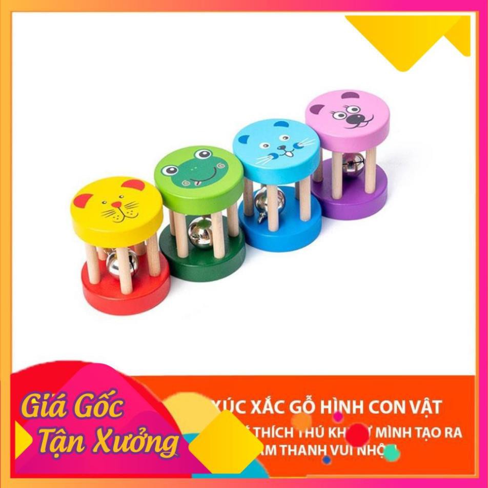 -Đồ chơi trí tuệ ĐỒ CHƠI GỖ XÚC XẮC HÌNH CON VẬT GIÚP BÉ CẢM THỤ ÂM THANH -