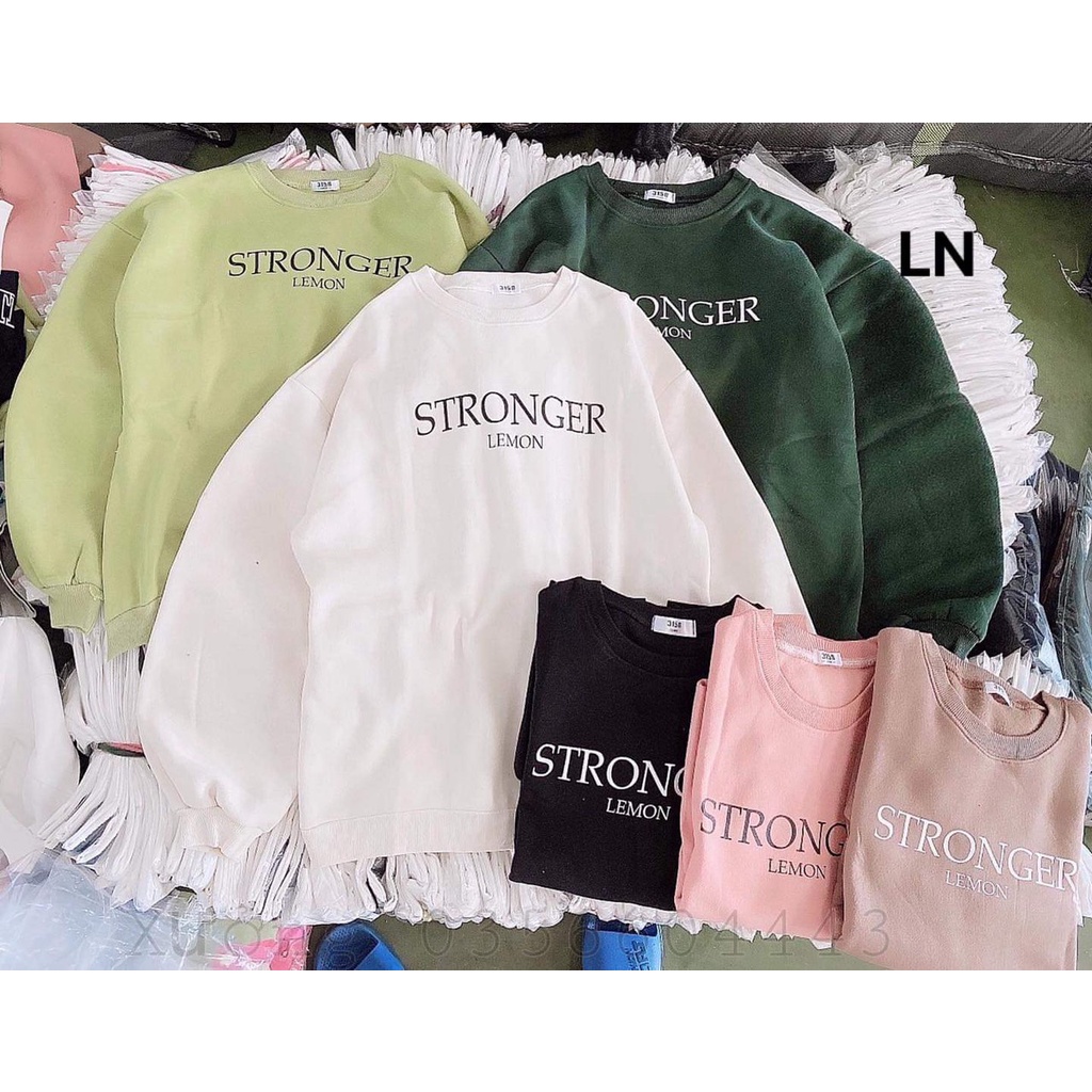 [ÁO NỈ GIÁ ĐẸP] Áo nỉ Sweater STRONGER form thụng tay bồng phối gì cũng đẹp (45-CT9)