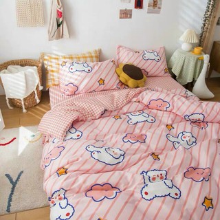 Set chăn ga cotton poly 4 món mây hồng