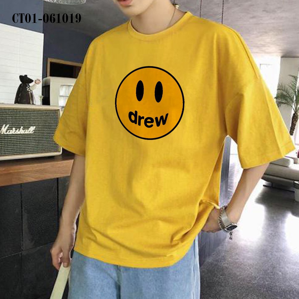 Áo Thun Unisex Mặt Cười Drew House Justin Bieber Smiley Face Big Size Tay Lỡ - CT01-061019