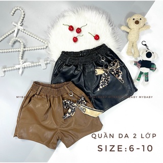 Quần sooc da Tặng kèm nơ lụa cho bé gái 10-35kg