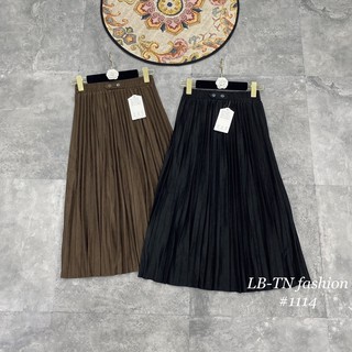 Chân váy xếp ly da lộn chất đep