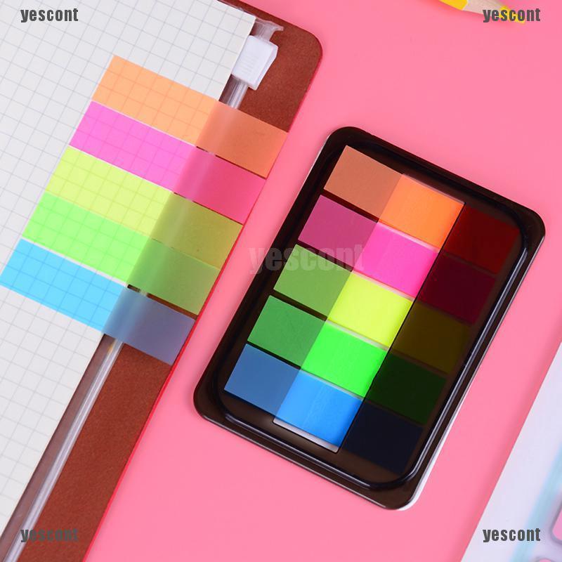 Bộ 100 Miếng Dán Đánh Dấu Trang Sách Màu Dạ Quang Trong Suốt