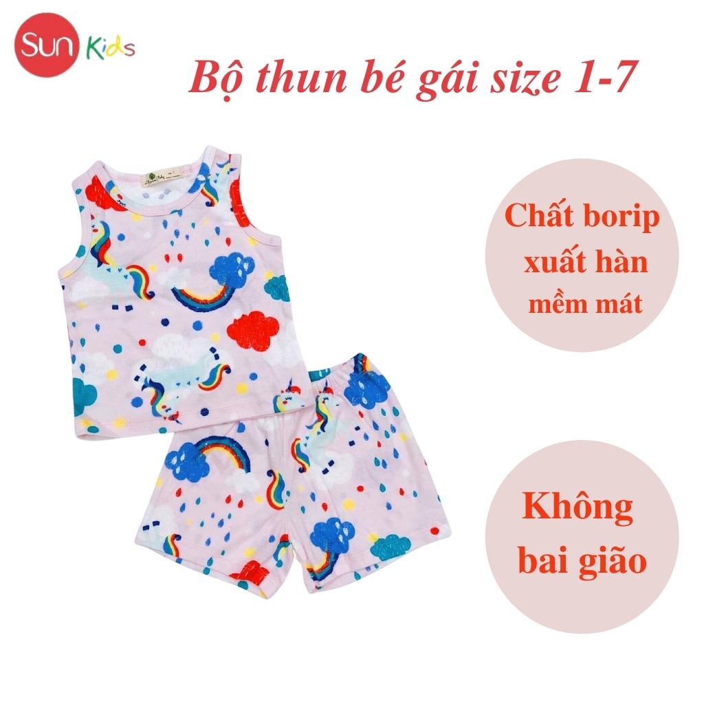 Đồ bộ thun bé gái, đồ bộ trẻ em chất cotton, có nhiều màu, size 1-7 tuổi - SUNKIDS