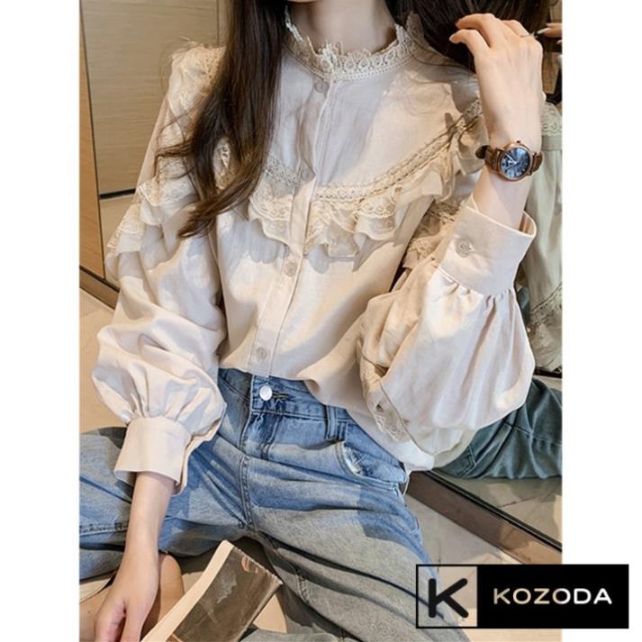 Siêu SALE Áo Sơ Mi Kiểu Nữ Màu Trắng đẹp dài tay phong cách ulzzang vintage hàn quốc cao cấp họa tiết ren kozoda SM16