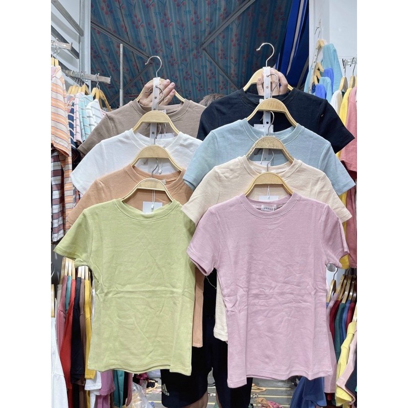 Áo thun ôm cộc tay chất tăm trơn basic ảnh thật video | BigBuy360 - bigbuy360.vn