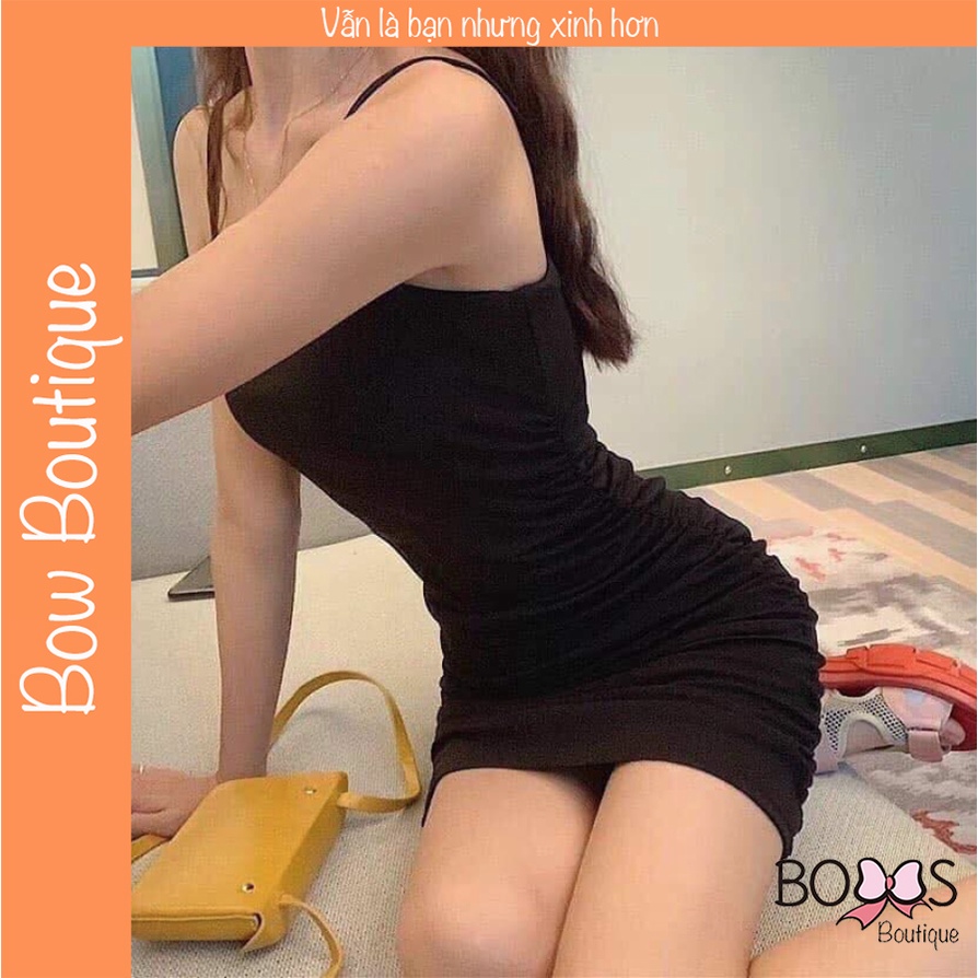Váy Đầm Body 2 Dây Dúm Eo