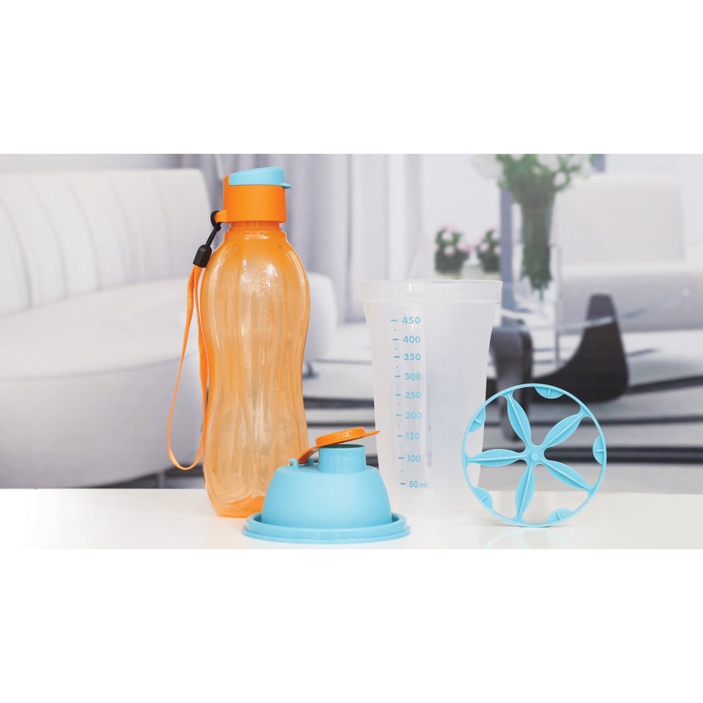 Bộ bình lắc Shake N Go Tupperware 500ml nhựa nguyên sinh trộn đều thức uống có vạch chia dung tích