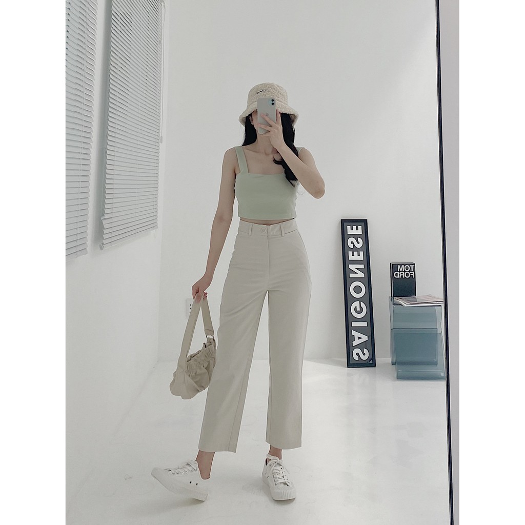 Quần Kaki nữ dài ống suông đứng, cạp cao có túi nhiều màu - Khaki Pants - Tyribee Clothing