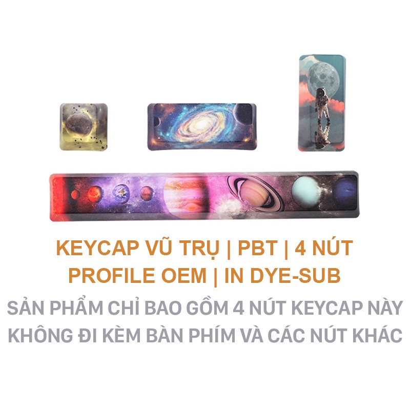 Set Keycap Lẻ Nhựa PBT cao cấp, Profile OEM, in Dye-Sub 6.25U nút Space Bar + Enter + ESC 5 mặt hình in cực net