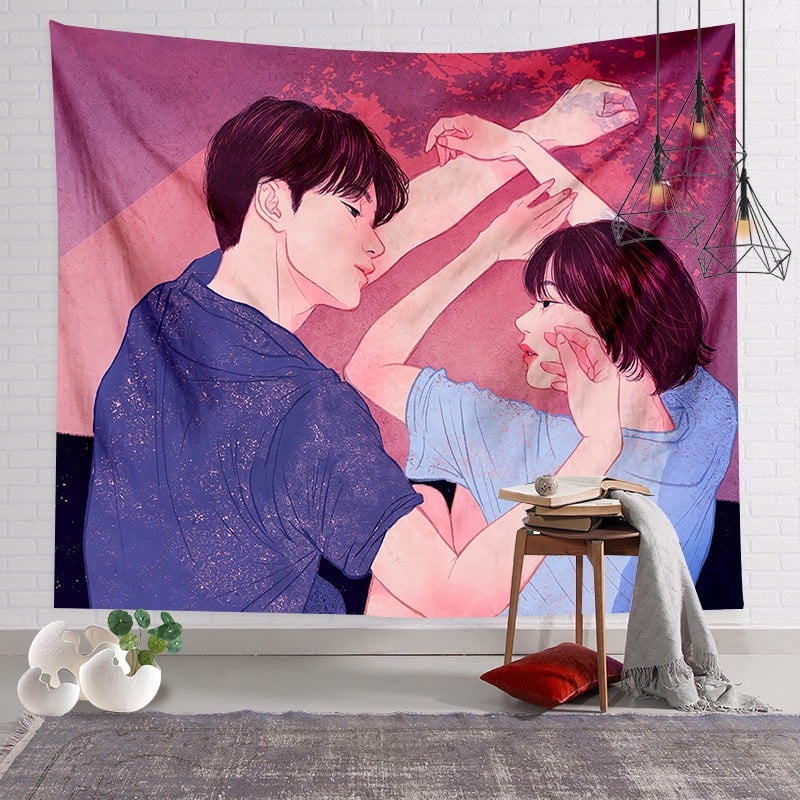 Tranh Vải Decor Tình Yêu Chất Liệu Lụa Cao Cấp - Tặng Kèm Đèn Led
