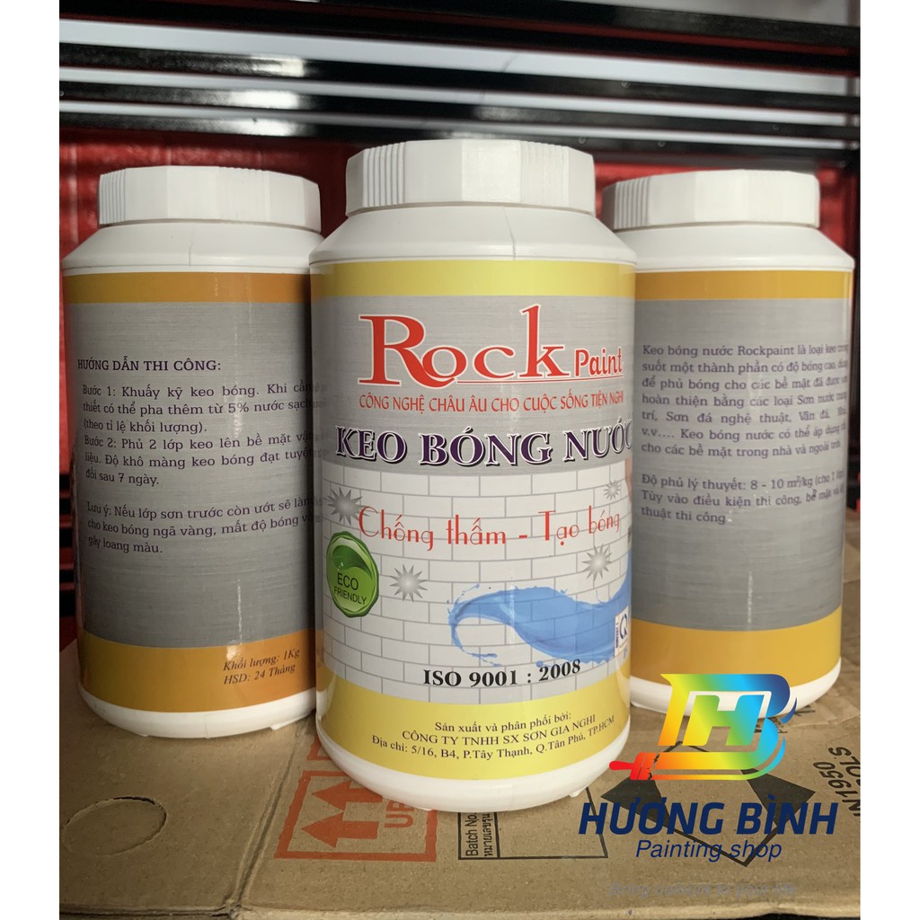 Keo bóng nước chống thấm, tạo bóng ROCK PAINT - Lon 1kg (dành cho bề mặt đã hoàn thiện)