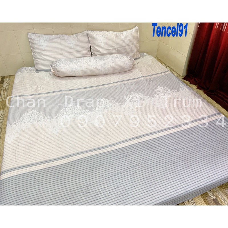 BỘ DRAP VẢI TENCEL SIÊU MỀM MÁT 1m6x2m (inbox chọn mẫu) | BigBuy360 - bigbuy360.vn