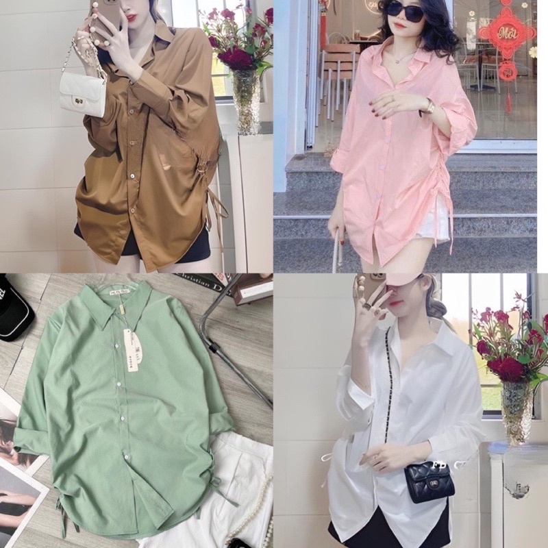 🌿Áo Sơ Mi Nữ Form Rộng Tay Dài Rút Dây Bên Eo Hot Trend Dáng Chuẩn - Mã: 462🌿 TV - Fashion