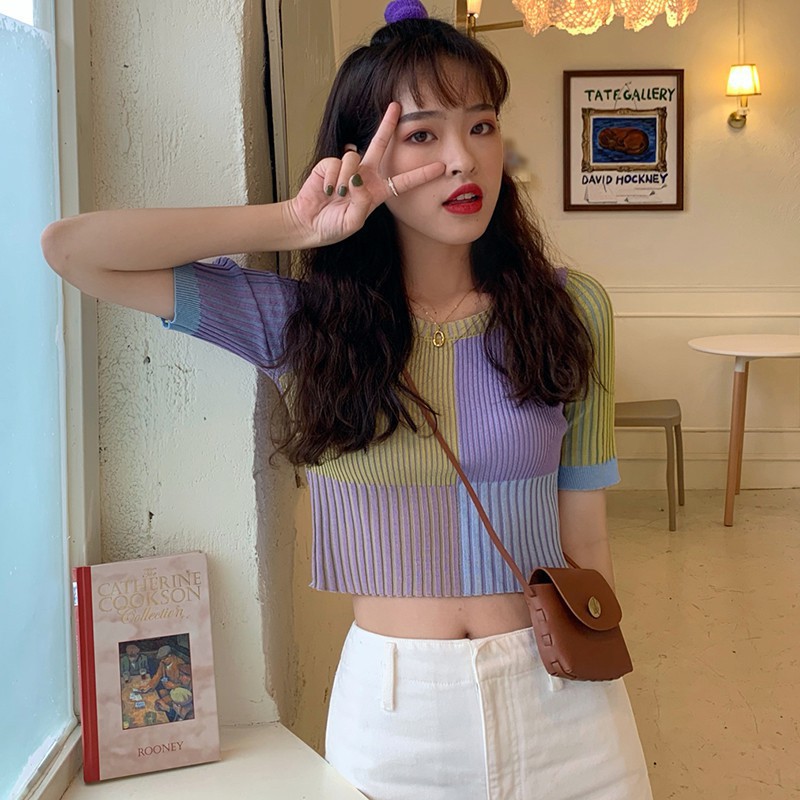 Áo Thun Tay Ngắn Màu Trơn Cho Nữ