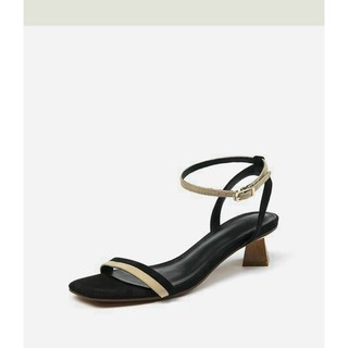 Sandal quai nỉ phối 2 màu gót gỗ 5cm (hàng đẹp)