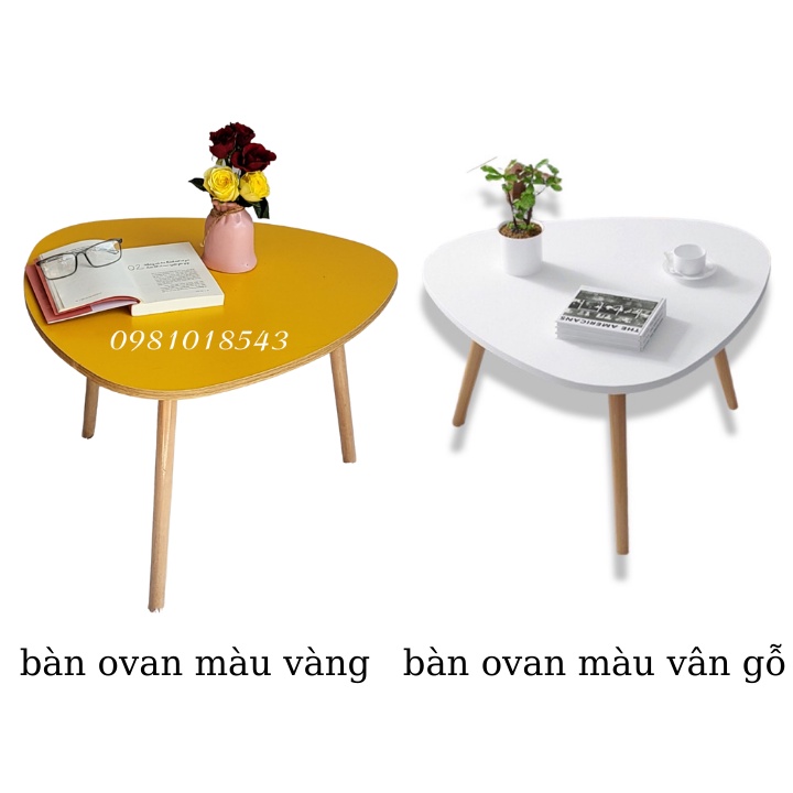 Bàn trà sofa ngồi bệt kiểu nhật hình ovan (tam giác) đường kính 60 cm