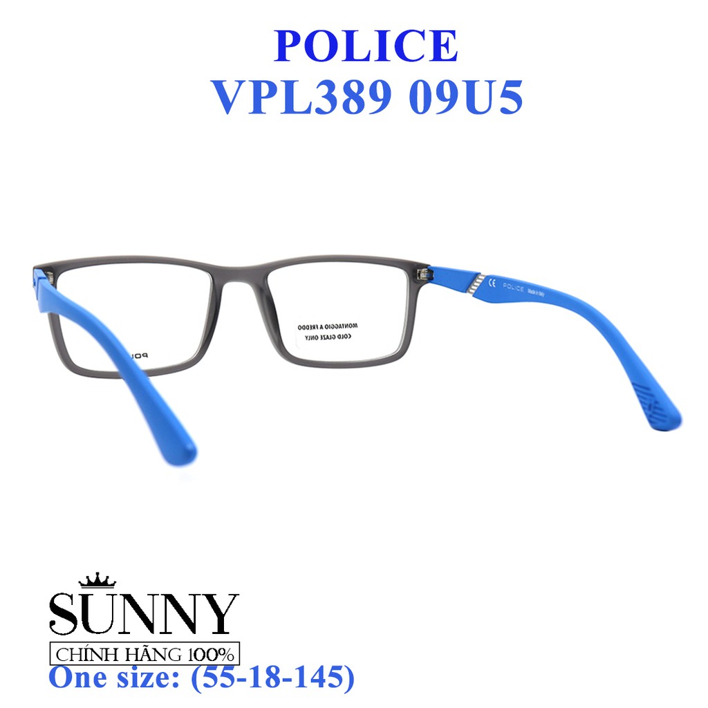 VPL389 09U5 (55-18-145) - gọng kính thời trang Police chính hãng, thiết kế dễ đeo bảo vệ mắt
