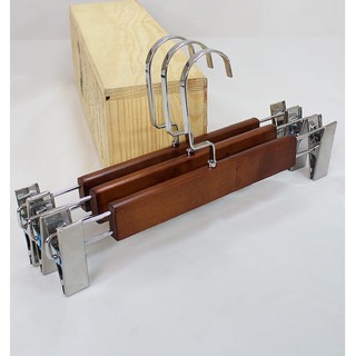 Combo móc kẹp trẻ em 40 móc áo gỗ nâu và 10 kẹp quần gỗ nâu