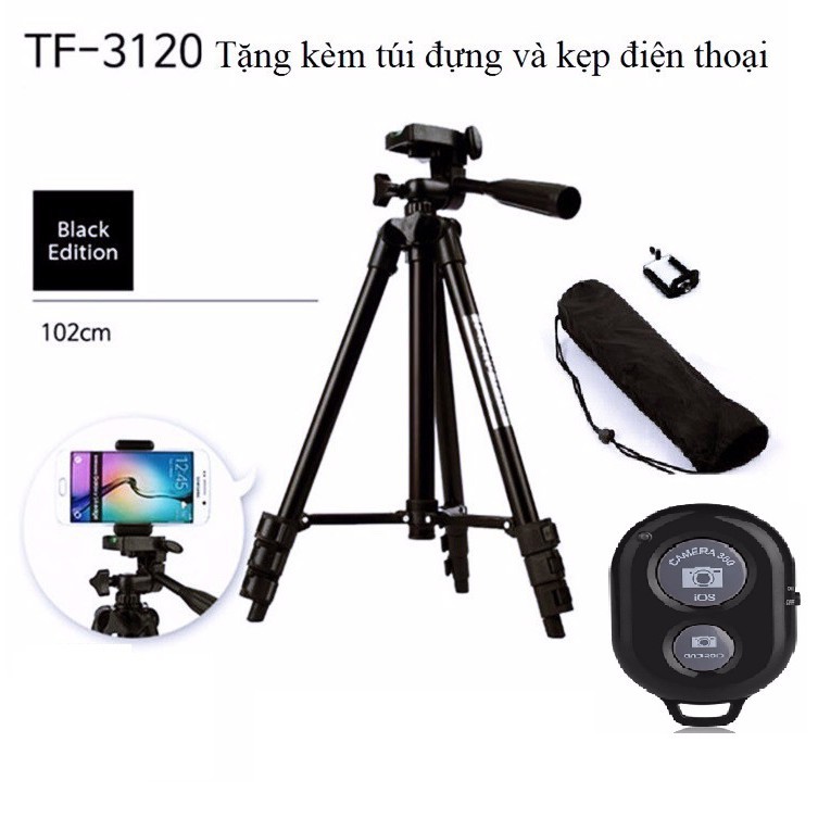 Gậy 3 Chân Tripod TF 3120 Mẫu Mới 2018 ( Tặng Kèm Đầu Kẹp Điện Thoại Và Remote)