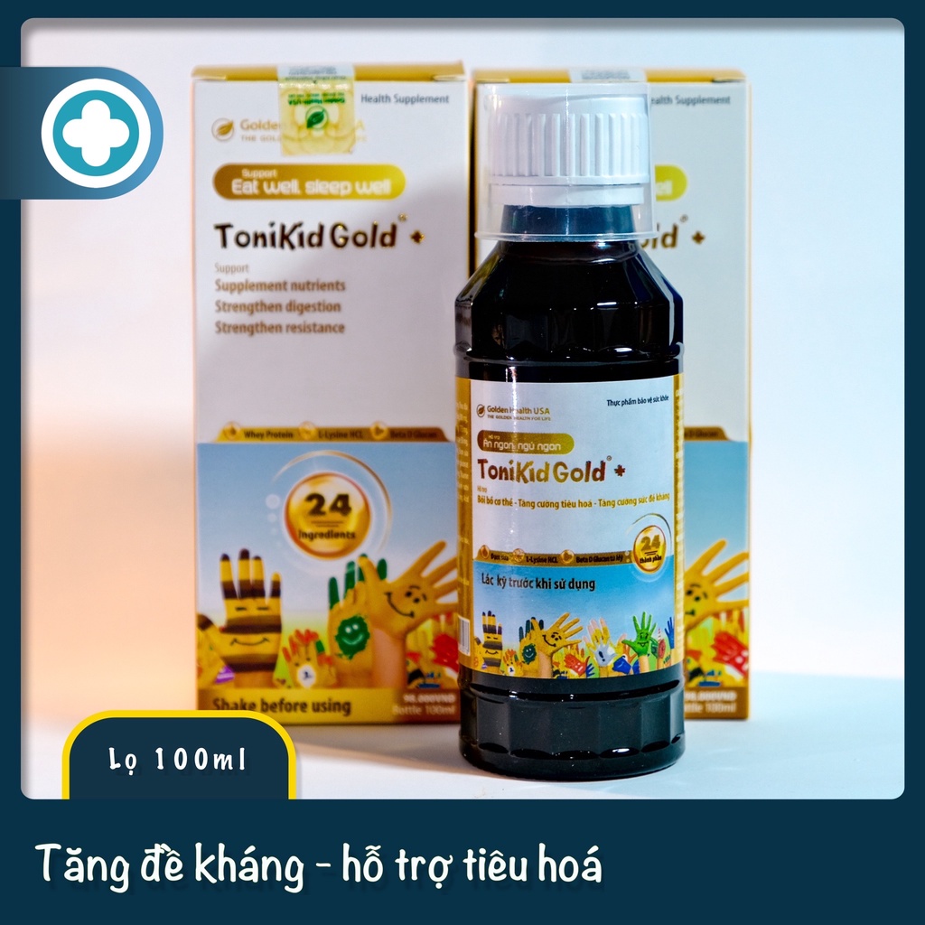 Toni Kid Gold+ Tăng đề kháng, hỗ trợ ăn ngon cho trẻ với thành phần chứa Beta-D-glucan