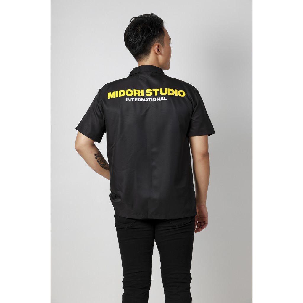 Áo Sơ Mi Unisex Hoạ Tiết Tay Ngắn Cổ Vest Thời Trang nam nữ Vải Lụa Chính hãng Local Brand Mi Midori