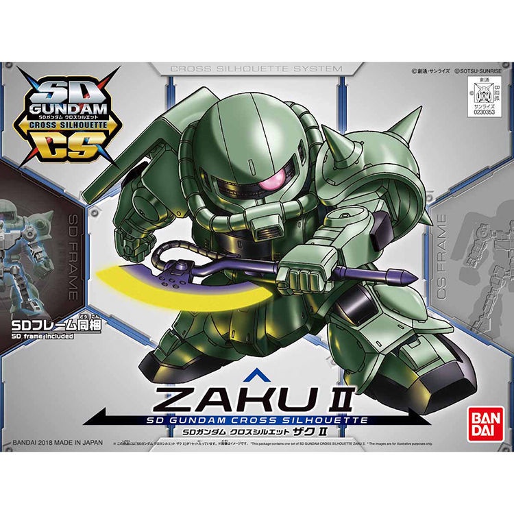 Mô hình lắp ráp Bandai Gundam SDCS Gundam Zaku 2 Loại sản xuất hàng loạt Zaku xanh với bộ xương ZAKU