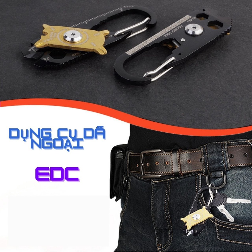 Dụng cụ dã ngoại EDC 20 in 1, đồ phượt leo núi cắm trại