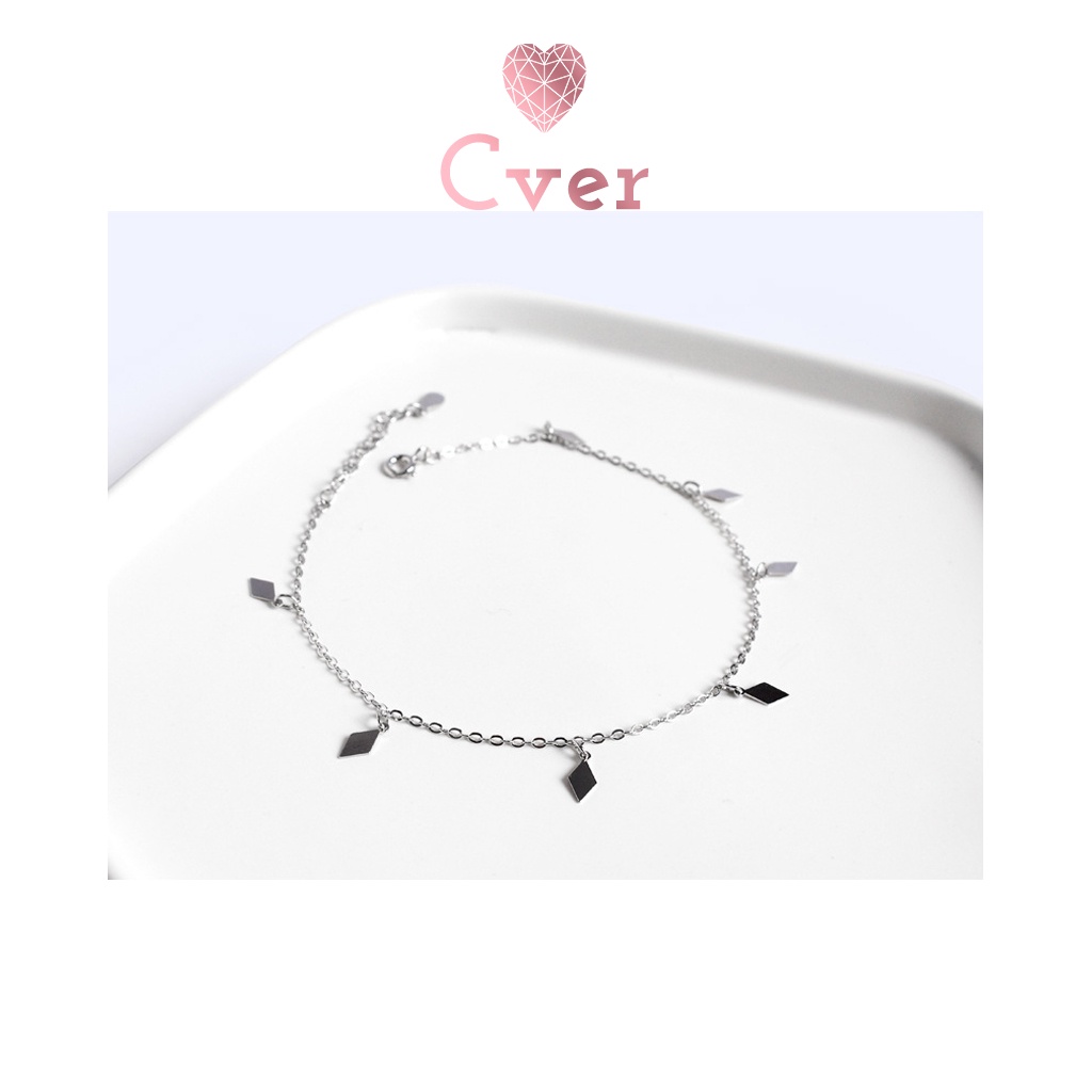 Lắc chân bạc Cver Silver S925 chi tiết hình học hình thoi xinh xắn LC-E103
