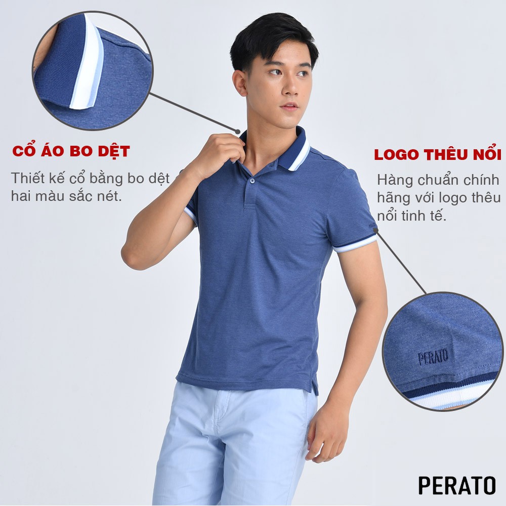 [MUA 2 GIẢM 20K] Áo Thun Nam Polo Có Cổ PERATO (3 màu), Chất Vải Thun Cotton Mềm Mại, Co Giãn Thoải Mái