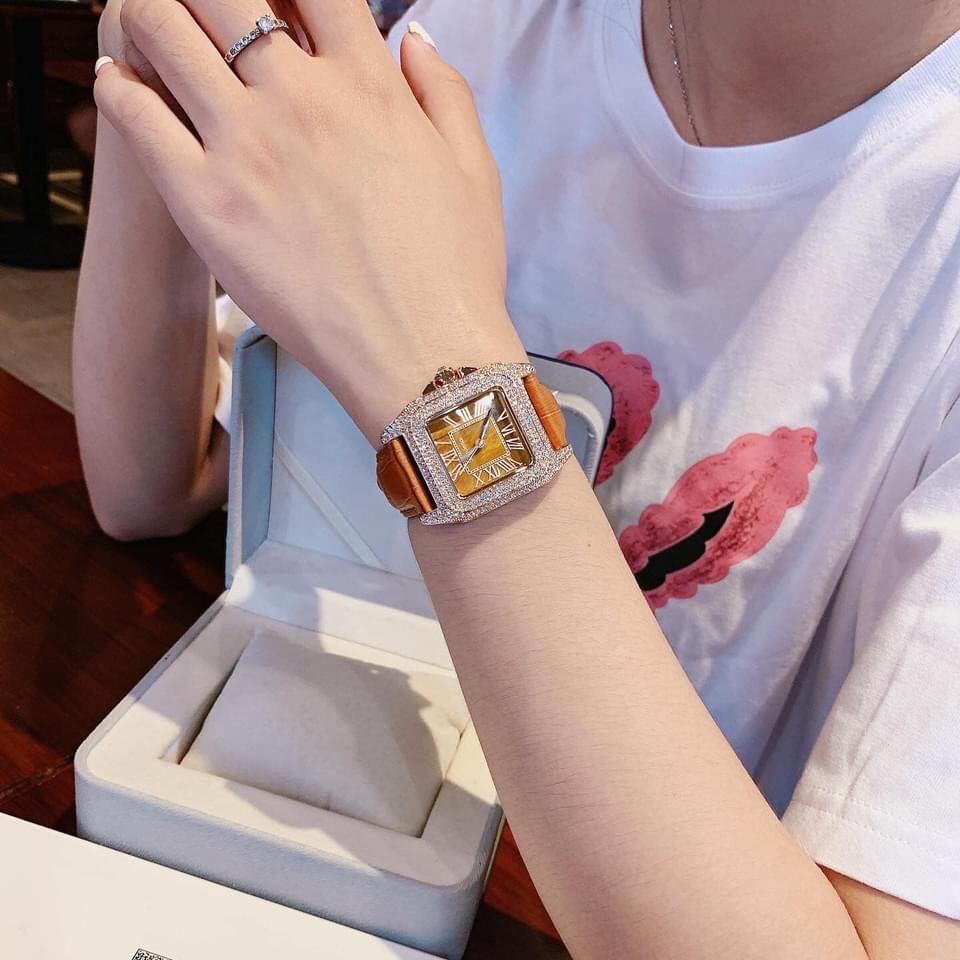 Đồng Hồ Davena Nữ Dây Da Nâu Rose Gold D31269 34mm Authentic