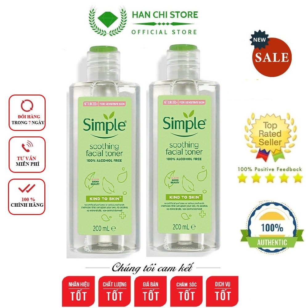 Nước hoa hồng Simple Soothing Facial Toner 200ml cân bằng da cấp ẩm cho da