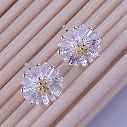 Đôi Khuyên Tai Xỏ Chốt Bạc 925 Hình Hoa Hướng Dương Xinh Xắn Cho Bạn Gái