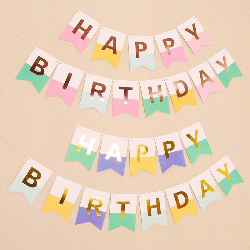 Banner chữ Happy Birthday ngũ sắc pastel trang trí tiệc sinh nhật