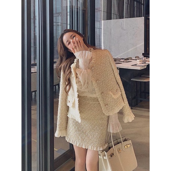 Set dạ Tweed sang xịn thời thượng, Set đồ dạ thu đông QCCC mẫu mới nhất