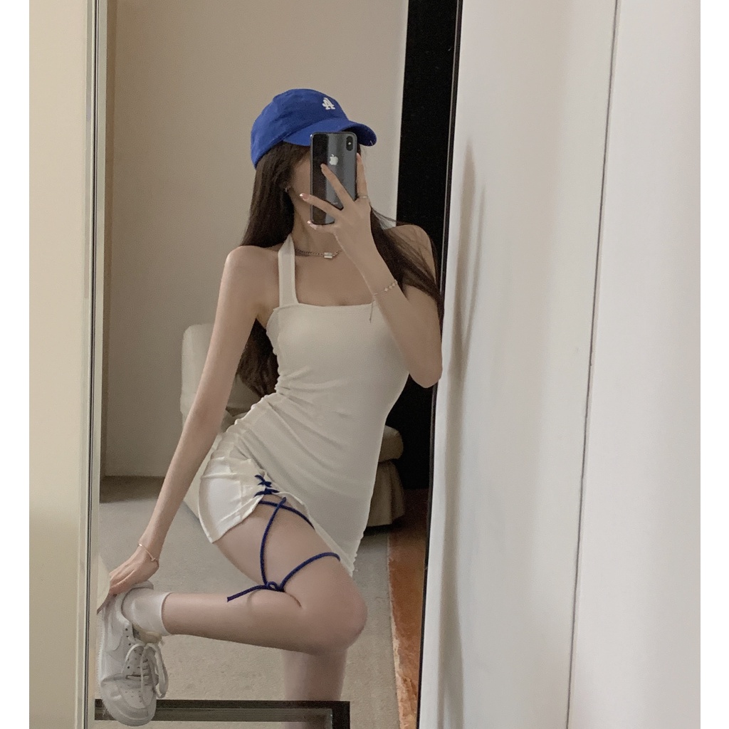 DUNEA Đầm Ngắn Cổ Yếm Ôm Dáng Thiết Kế Quyến Rũ Cho Nữ