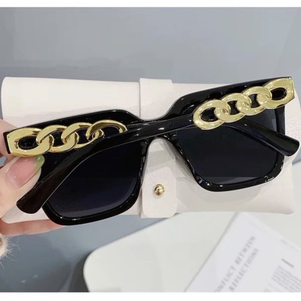 Mắt Kính Thời Trang Kính Râm Form Vuông Dây Xích 643 Sang Chảnh Phong Cách Ulzzang - Hazo