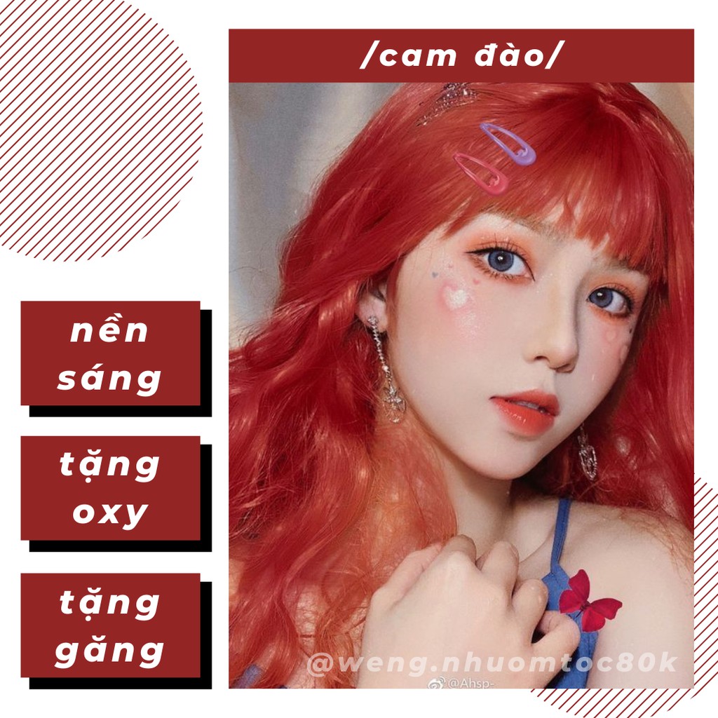 Combo nhuộm tóc màu cam đào (tặng trợ nhuộm và găng tay)