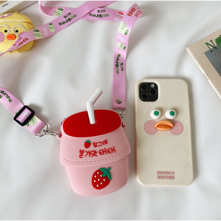 Túi đeo chéo trẻ em và người lớn cao su dẻo Bánh Donut - trà sửa - sinh tố XC1 Shalla