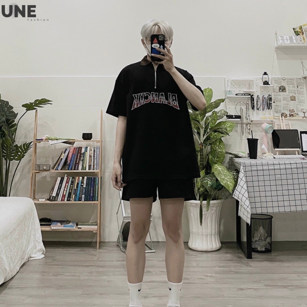 ÁO THUN POLO NAM NỮ FORM RỘNG TAY LỠ KIỂU HÀN, ÁO PHÔNG CÓ CỔ KHOÁ KÉO BLANCXK