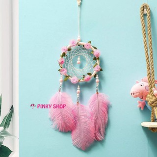 Dreamcatcher treo tường, dream catcher handmade màu hồng decor phòng thiết kế hoa xinh xắn đáng yêu Pinky Shop mã DRD45