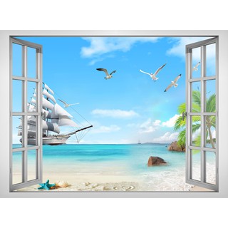 Tranh dán tường VTC Cửa sổ cảnh biển VT0391