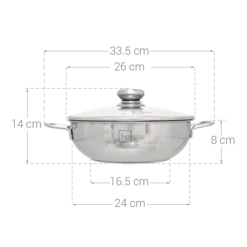 Nồi Lẩu Inox 24cm Fivestar NL24-3DG