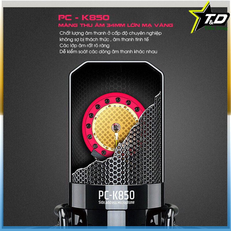 Mic thu âm PC-K850 Takstar cao cấp chính hãng- Mic k850 chạy nguồn 48V dùng được tất cả các sound card