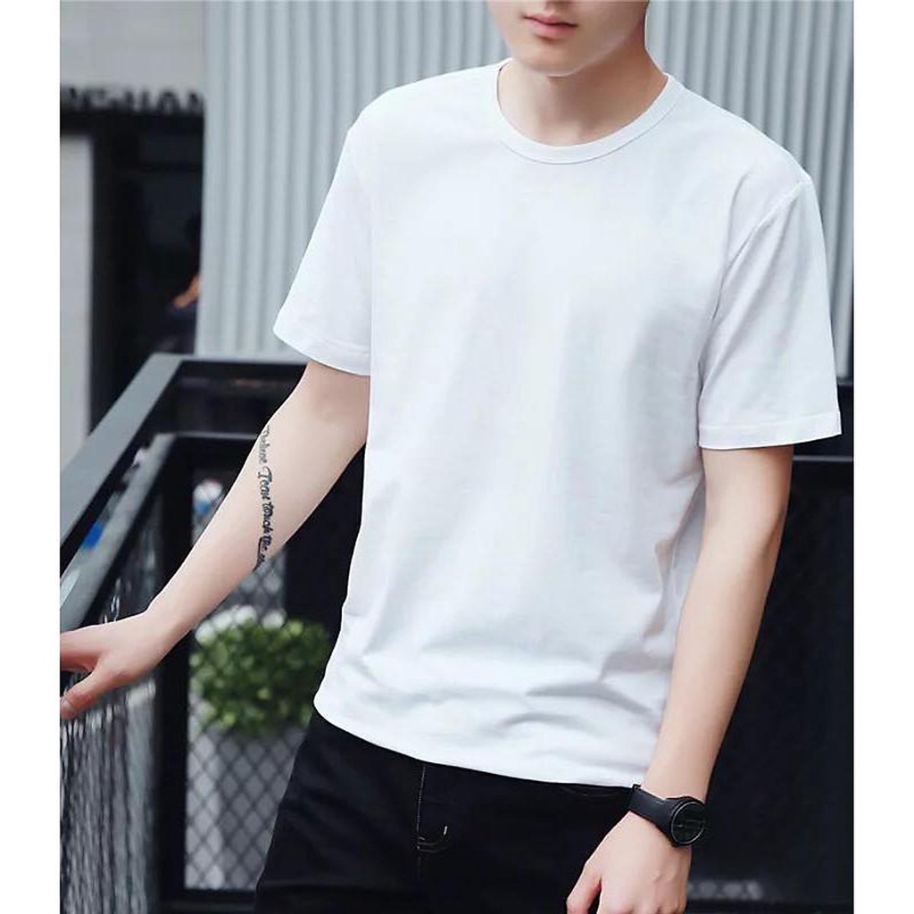 Áo Thun Nam Cổ Tròn Cao Cấp Tay Ngắn Chất Cotton Vải Mền Mịn