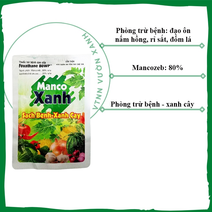 Thuốc trừ bệnh cây trồng FOVATHANE 80WP Manco Xanh hoạt chất Mancozeb 100g