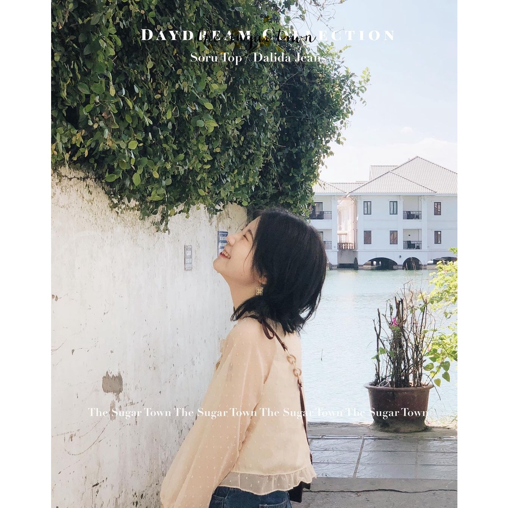 Poppy Top áo sơ mi voan hạt cổ bèo dáng croptop | BigBuy360 - bigbuy360.vn