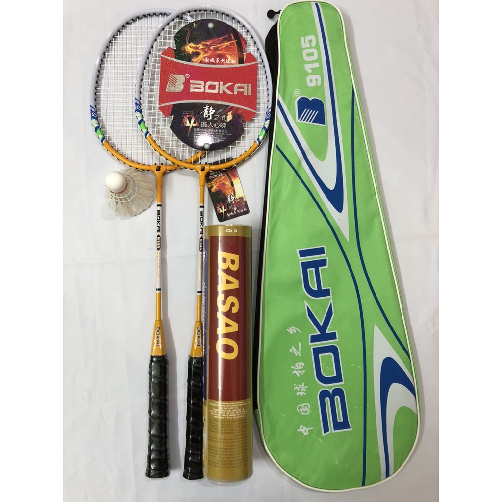 Combo Bộ 2 Cây Vợt Cầu Lông BOKAI 9105 Tặng Ngay Hộp Cầu Ba Sao 10 Quả