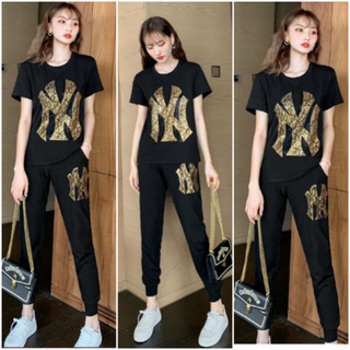 Sét đồ bộ nữ in logo Nyi thun cotton 100% cao cấp